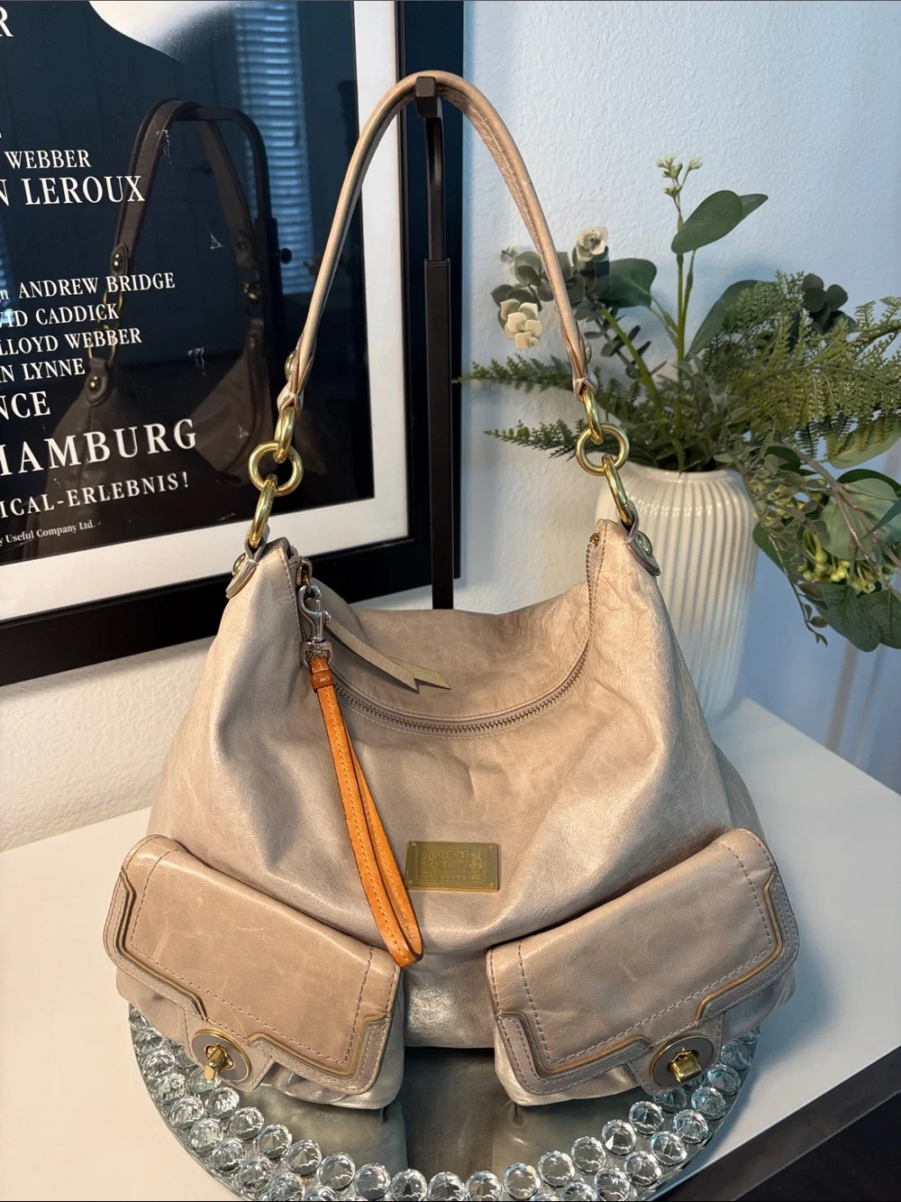 Coach Poppy Y2K Leather Double Pocket Leather Swing Hobo Bag